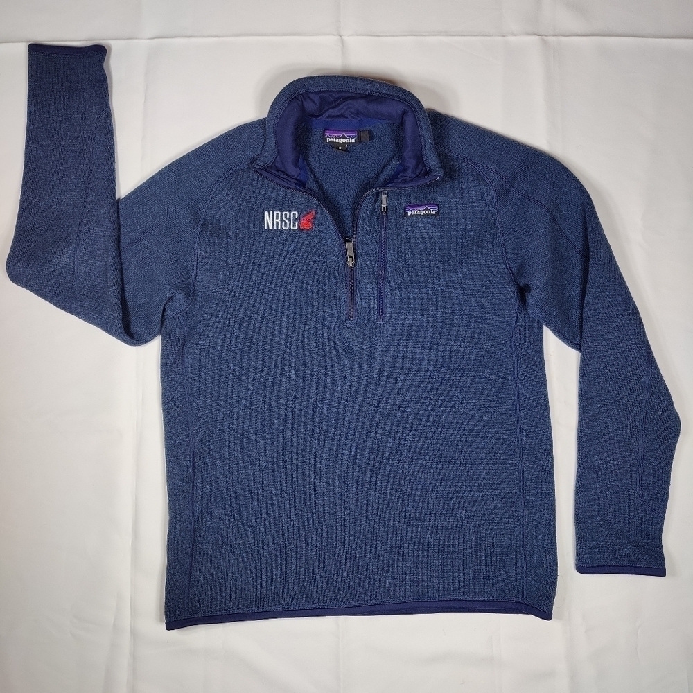 Patagonia Better Sweater Jacket Blue 1/4 Zip Pocket Outdoor NRSC Logo Women M